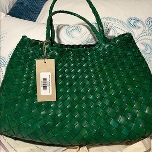 Dragon Diffusion large Woven leather Tote Green Santa croce big